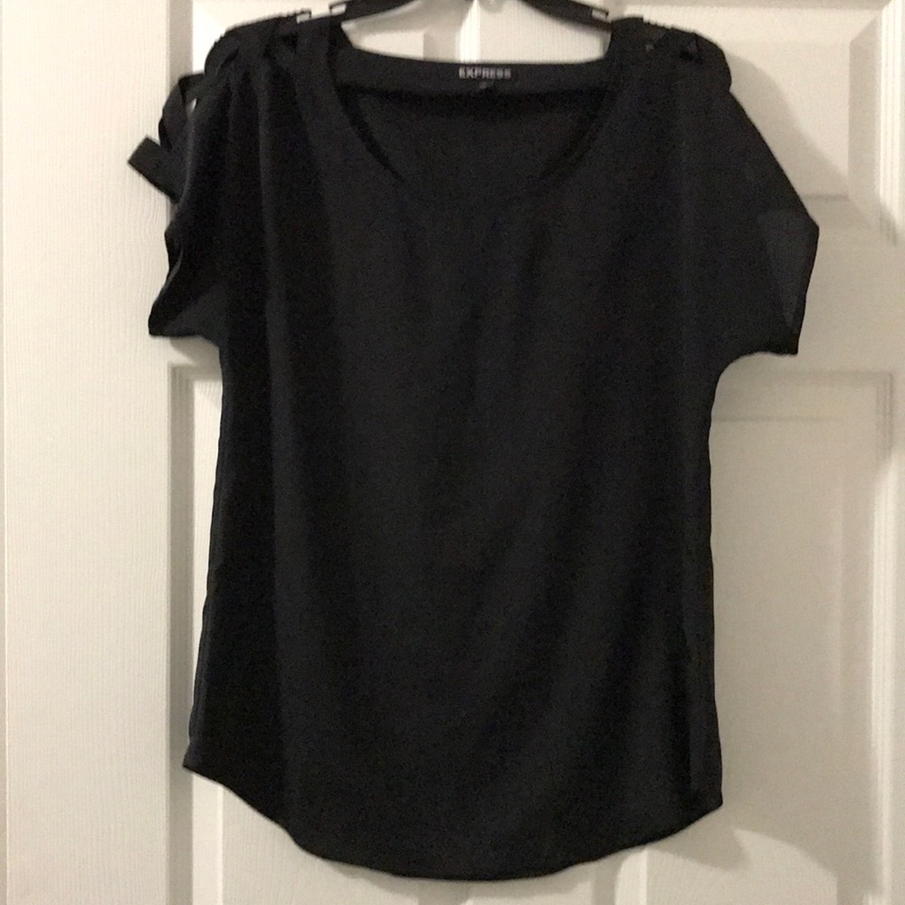 Black Blouse with Cut out shoulders